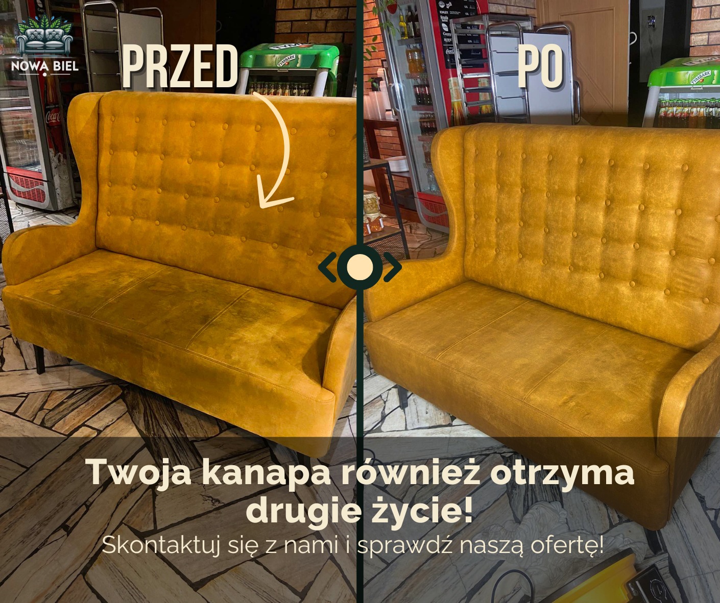 Wyprana kanapa – efekt przed i po