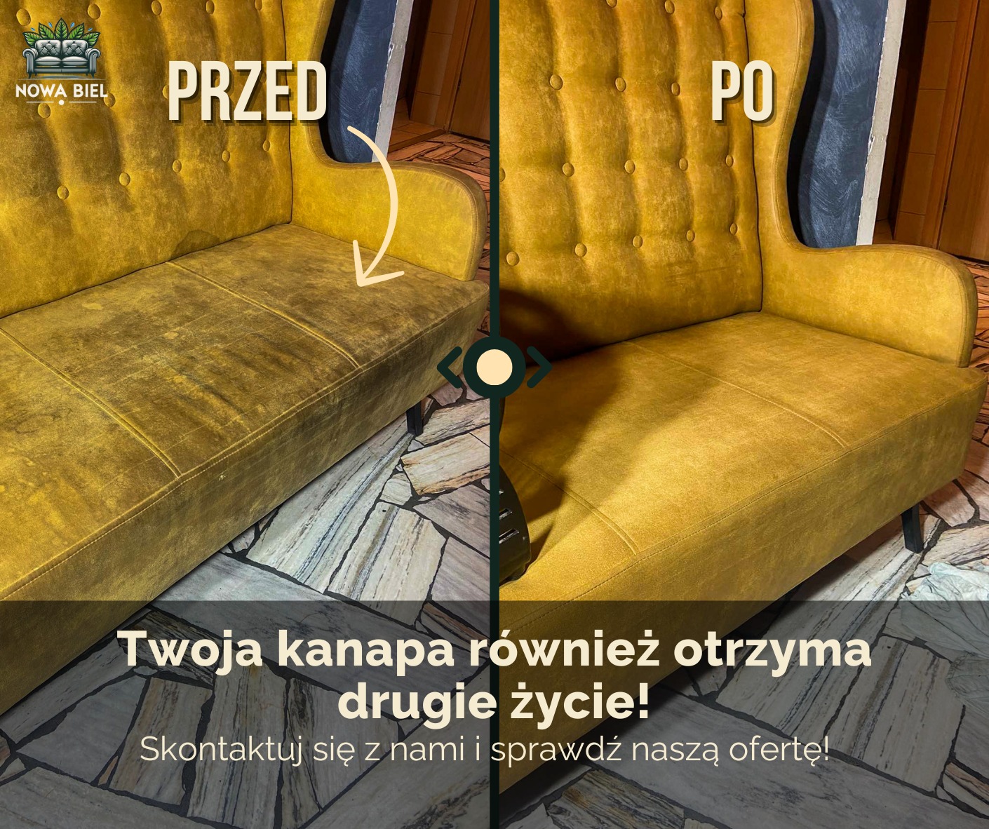 Pranie narożnika w salonie klienta